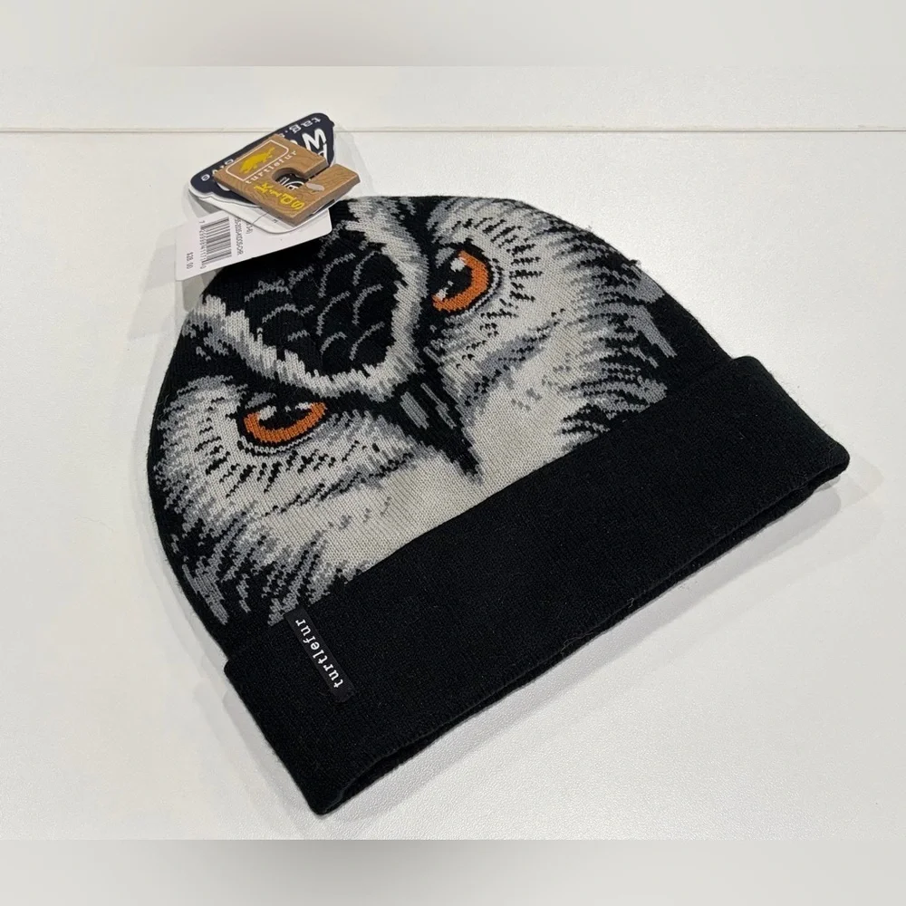 Turtle Fur Claw Beanie Kids Eagle Black Hat 100% Acrylic Soft Cozy Winter NWT